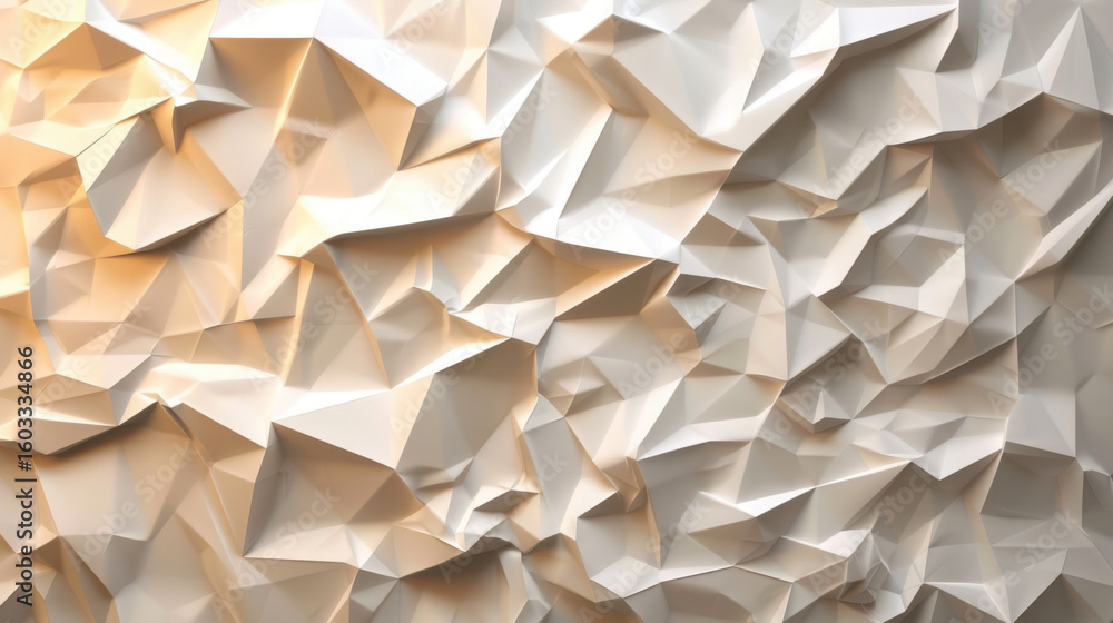 Poster textured geometric design featuring folded paper or origami elements, creating dynamic and modern ae