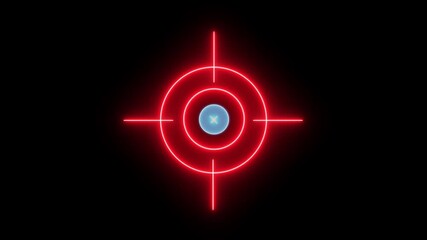 Neon target cross animation, Neon glowing light target icon on black background ,Hyper realistic animated Neon Registration Target Neon glowing light target icon animation with blue color. - Powered by Adobe