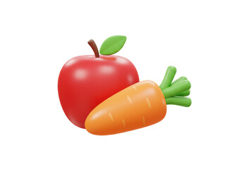 Isolated Healthy Eating Duo: Apple and Carrot
