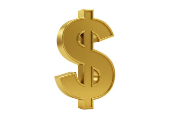 Isolated Golden Dollar Sign Currency Symbol