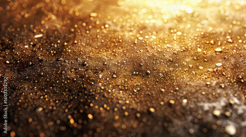 Poster stunning close up of textured surface featuring shimmering droplets and glitter burst effect on soft