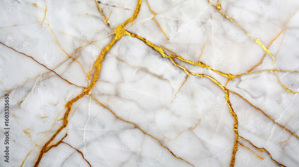 Poster glossy marble texture featuring intricate gold veining, creating luxurious and elegant appearance. c