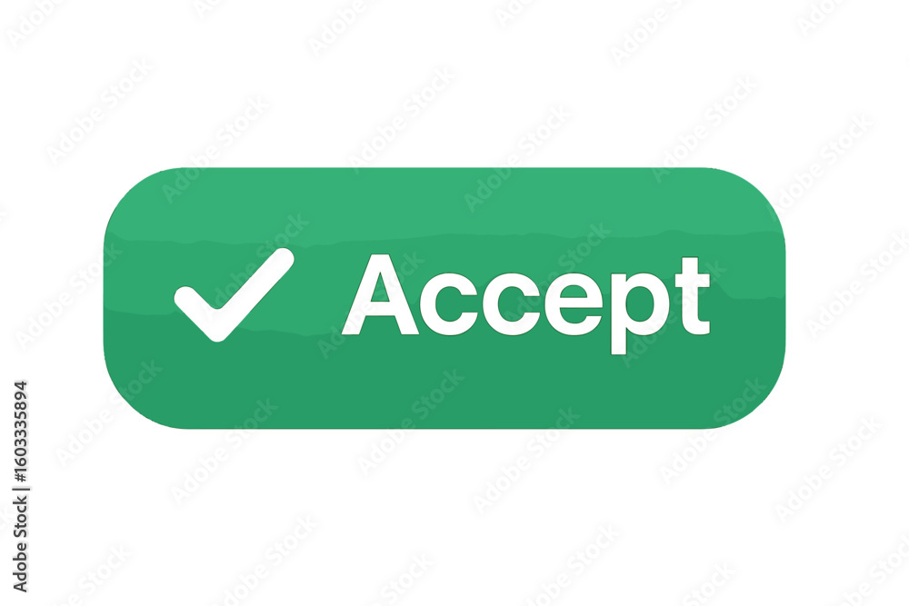Poster accept button vector illustration. green web button with checkmark icon. ui element for website and 