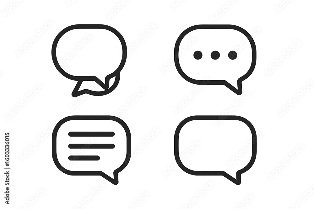 Poster chat bubble icon set. message comment symbol. speech bubble vector. communication pictogram for web 
