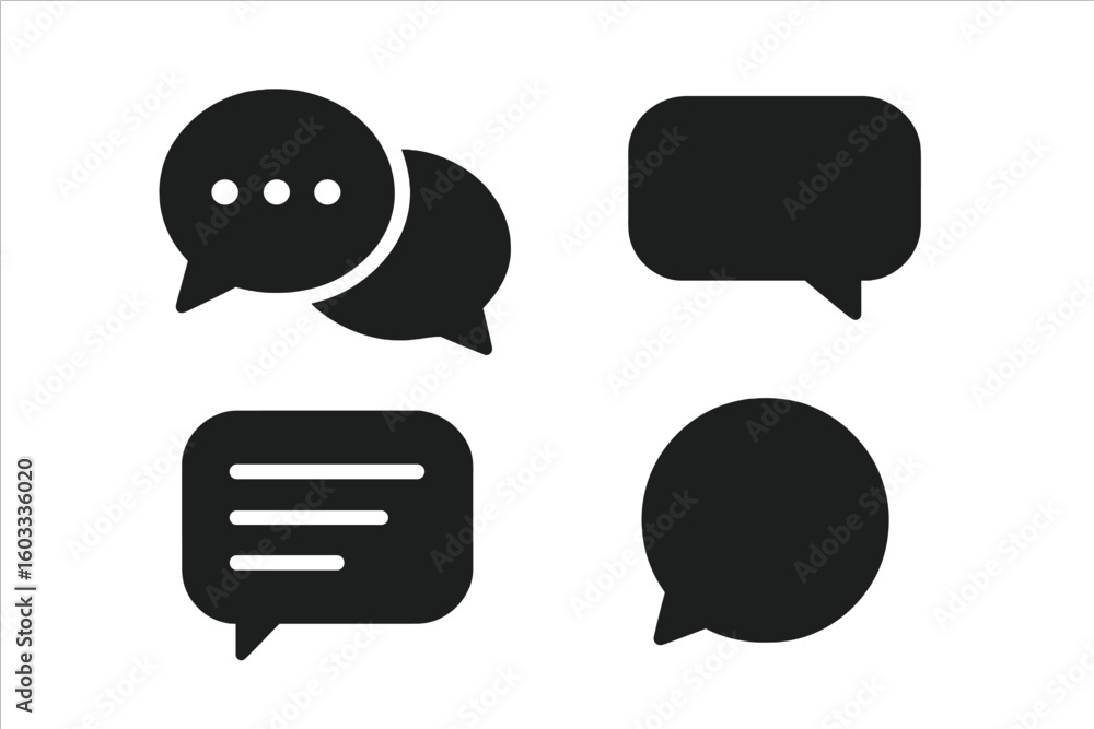 Poster chat comment message speech bubble icon set. vector symbol for communication dialogue social media. 