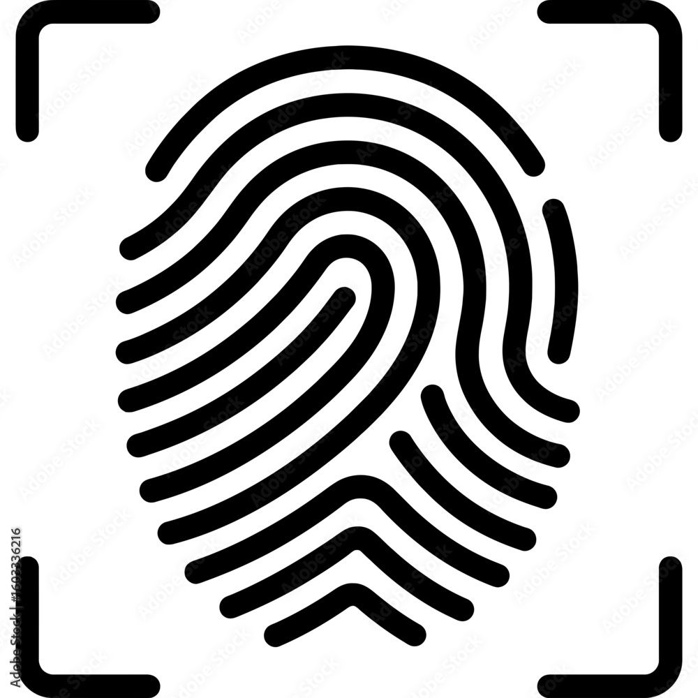 Poster fingerprint scan outline icon vector