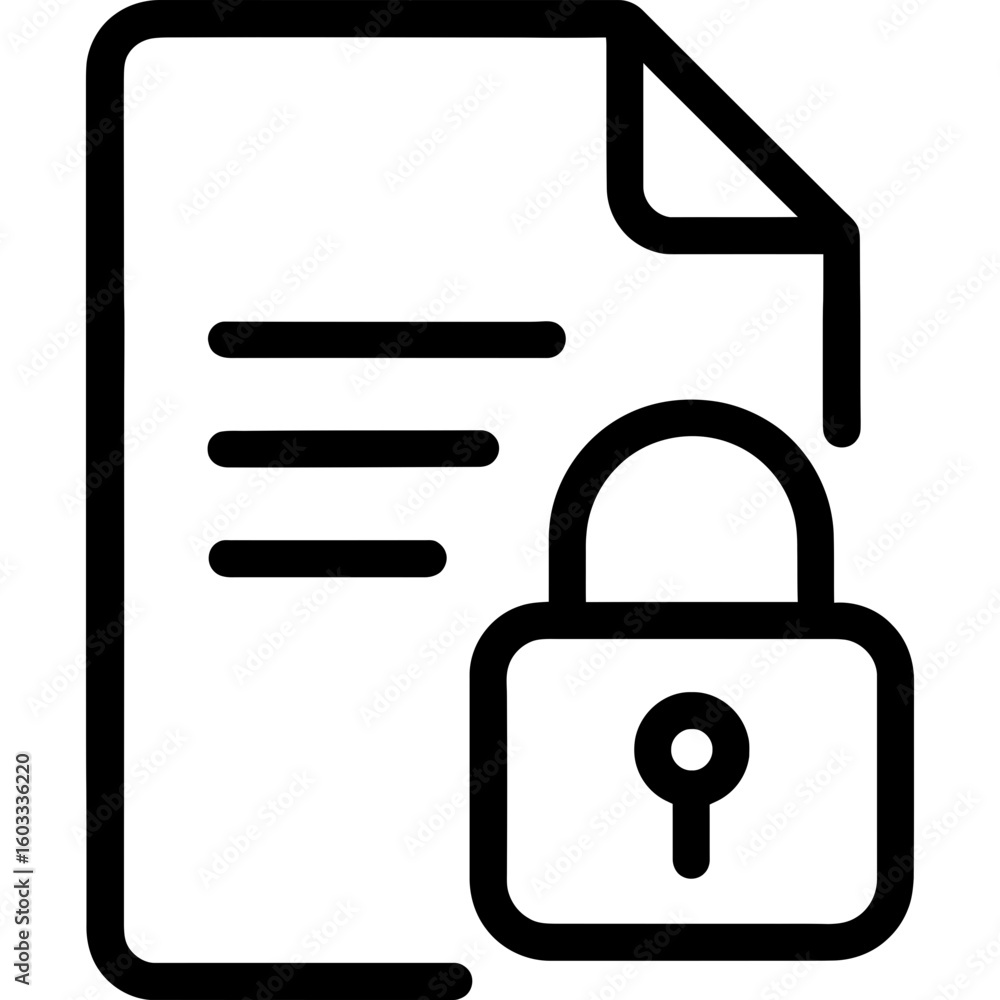 Poster encrypted file with lock outline icon vector