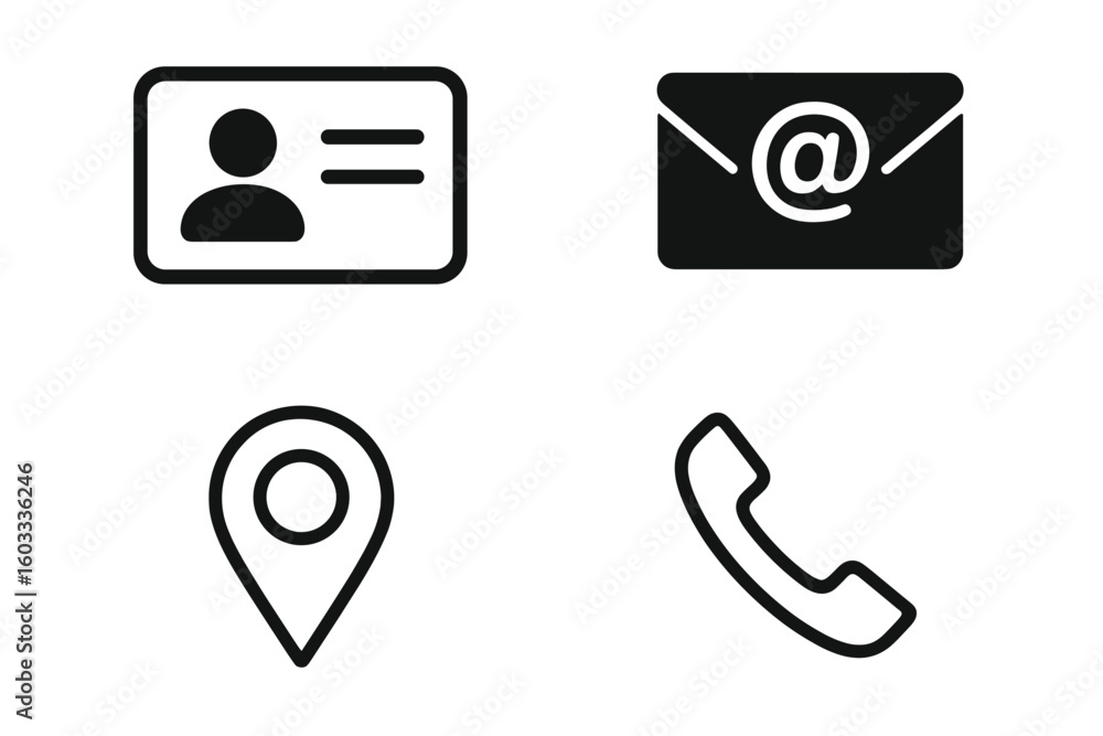 Poster contact information icon set. simple glyph vector symbols for business card, website and mobile app.