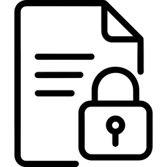 Encrypted file with lock outline icon vector