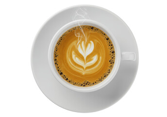 Isolated Perfect Latte Art Coffee Top View