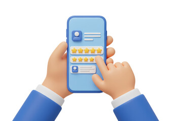 Isolated Hand Giving Five Star Rating Review