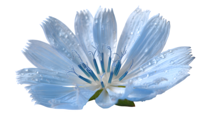Chicory flower in sky blue color on white background 