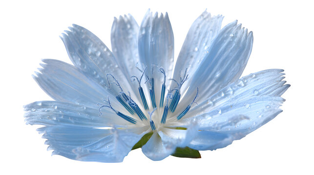 Chicory flower in sky blue color on white background 