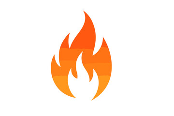 Red orange fire flame icon vector illustration, transparent PNG and vector design, burning fire symbol, heat energy, flame shape, fire graphic element for digital and print use