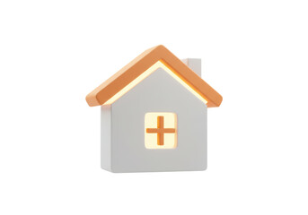 Isolated House with Plus Sign Symbolizing Real Estate Addition