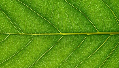 Obraz premium Detailed Macro of a Bright Green Leaf Revealing Veins and Cellular Structure