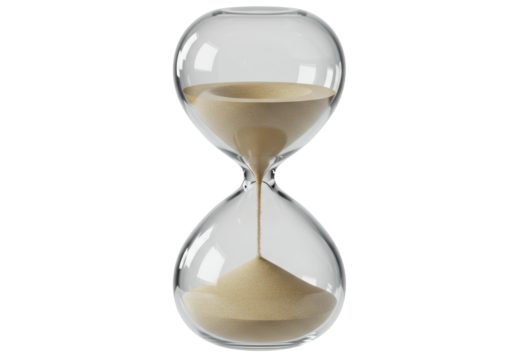 Isolated Hourglass Timer Depicting Time Running Out