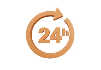Isolated 24 Hour Service Icon with Circular Arrow and Clock
