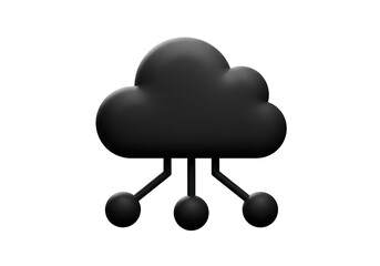 Isolated Black Cloud Network Symbolizing Cloud Computing