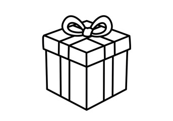 Isolated Outline Drawing of a Gift Box for Coloring and Design