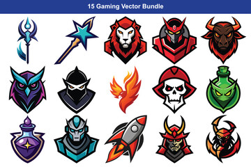 Collection of diverse gaming avatar icons featuring fantasy and sci fi characters