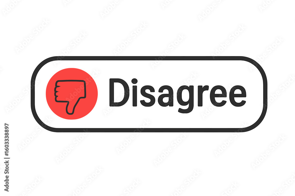 Poster disagree web button with thumbs down icon. vector for ui ux design. concept of negative feedback, re
