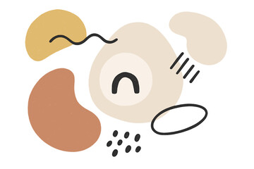 Obraz premium Creative abstract art background with basic organic shapes. Trendy texture design with simple doodle elements. Modern minimalist wallpaper print for decoration or social media.