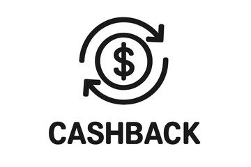 Obraz premium Cashback vector line icon. Money refund bonus program symbol. Dollar reward graphic for promotion, retail sale and e-commerce. Financial loyalty concept illustration design.
