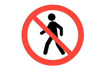 Prohibited Pedestrian Walking Sign. No Walking Zone Warning. People Silhouette in Red Circle. Stop Walking Traffic Symbol. Do Not Enter Pedestrian Area. Road Safety Vector Illustration
