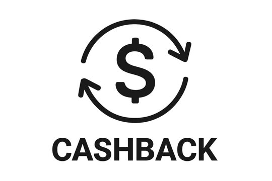Cashback reward program icon. Money back refund symbol. Finance service logo. Dollar sign. Shopping cash back bonus offer. Financial return. Vector illustration isolated.