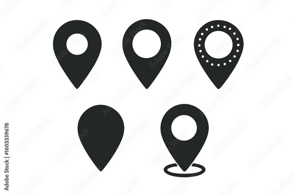 Poster map location icons set. gps pin for navigation. pointer symbol for destination point. geolocation po