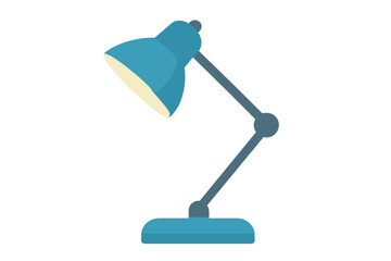 Office table lamp icon. Flat illustration of a modern desk light. Vector graphic for work, study, or home office. Adjustable reading lamp furniture and equipment design.