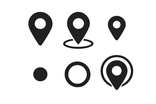 Map location pin icon set. GPS pointer, marker for destination, position, and navigation. Vector symbol collection isolated on transparent background for web and app design.