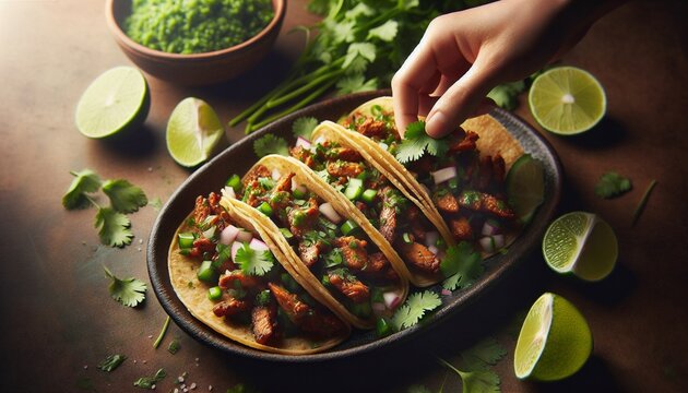 Closeup of adobada tacos