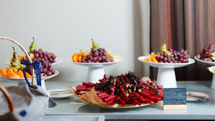 Elegant Fruit Display on White Platters