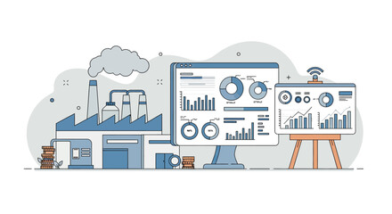 Industrial data visualization in modern flat style for manufacturing analytics