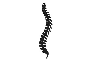 Human spine silhouette vector icon. Backbone and vertebral column anatomy. Medical, chiropractic, and orthopedic concept. Skeletal system diagnostic symbol for healthcare.