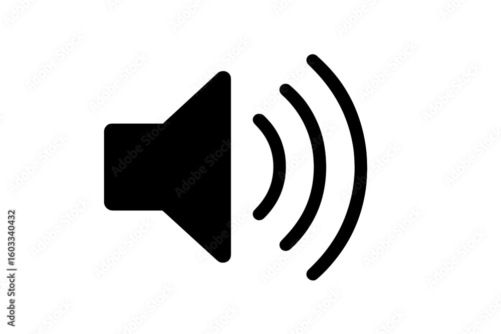 Aufkleber audio volume icon abstract speaker symbol with sound waves isolated on transparent background – loud
