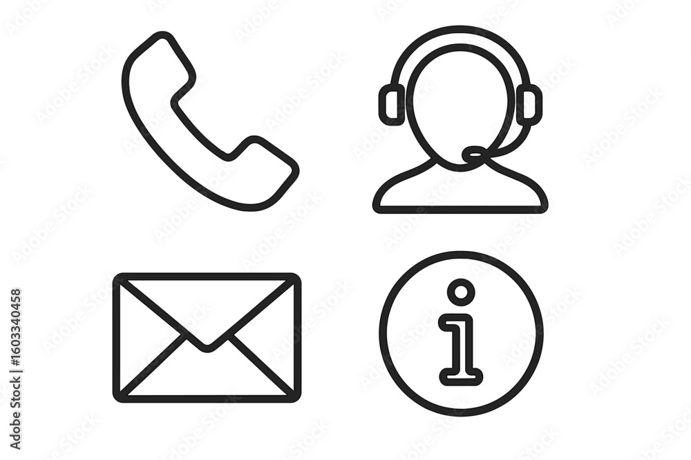 Poster contact us web icons set. thin line style communication symbols for website and mobile app. customer