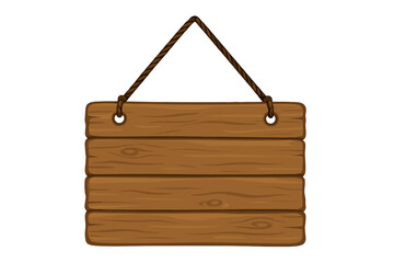 Rustic Wooden Sign Board Hanging Blank Plaque Vintage Style Transparent PNG and Vector Illustration for Woodcraft, Signage, Advertising, and Design Projects