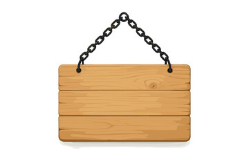 Blank Wooden Sign Board Hanging with Rope, Rustic Wood Plank, Vintage Empty Wooden Signage for Business, Shop, Cafe, Outdoor Decoration, Transparent PNG and Vector Illustration