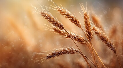 Golden Wheat Stalks in a Sunlit Field Harvest Abundance