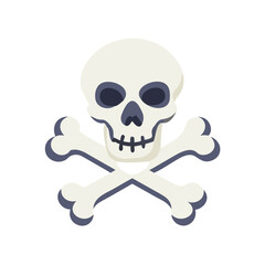 A cartoon skull and crossbones symbol for danger and halloween themes