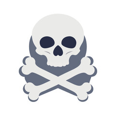 A cartoon skull and crossbones symbol for danger and halloween themes