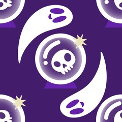 Halloween ghost seamless cute cartoon pattern for wrapping paper and fabrics