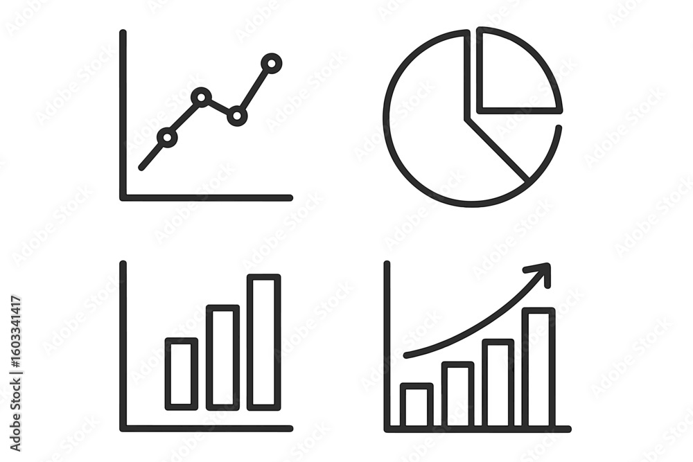 Aufkleber set of graph and chart line icons. business data visualization concept. financial statistics and ana