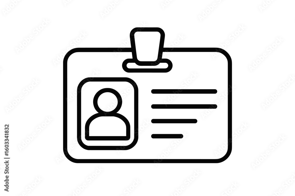Poster id card icon vector illustration. simple line art of an identification badge for security access. em