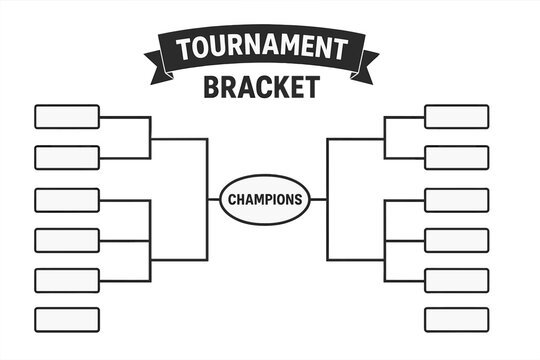 Tournament bracket vector template for 16 teams. Sports competition, championship playoff elimination chart. Blank knockout game diagram for winner determination.
