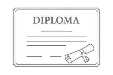 Diploma vector icon, certificate of achievement. University, college, school graduation award. Blank document template for degree, success, course completion, and alumni.
