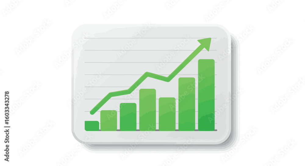 Aufkleber green 3d graph on abstract background with increasing arrow symbolizing growth and success
